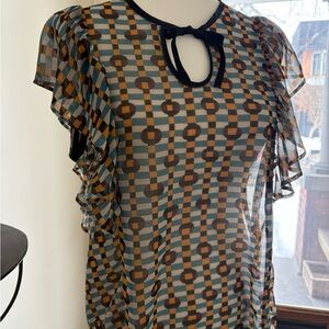 Comrags | Ruffled Geometric Blouse